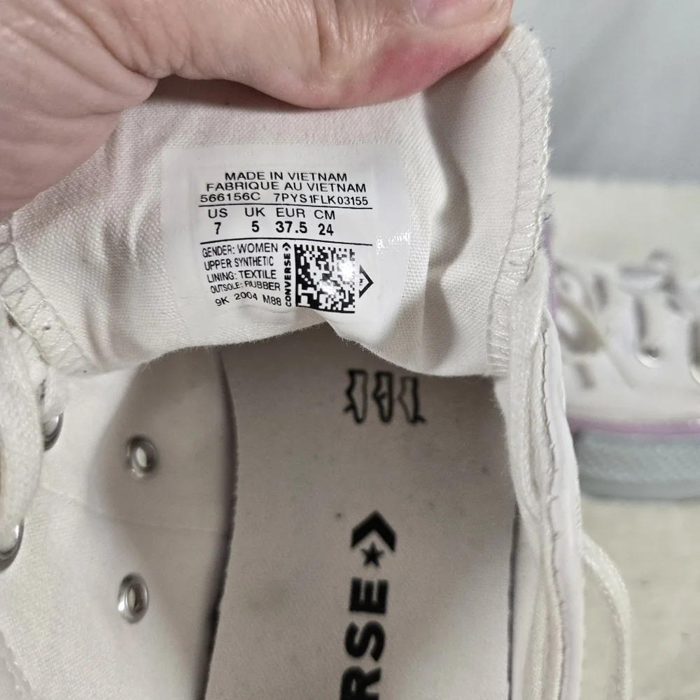 Convere All Star White Leather Platform  Low Top Shoes Size 7 - Picture 6 of 8